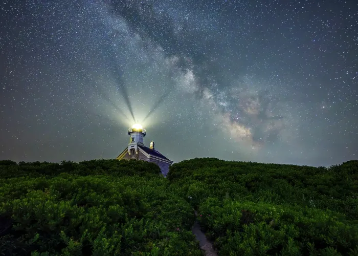 Framed Print : Milky Way over North Light on Block Island, Rhode Island, USA