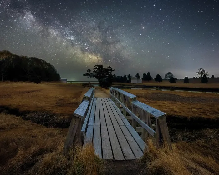 Framed Print : Milky Way over pedestrial bridge at Salt Pond, Cape Cod, Eastham, Massachusetts, USA Framed Print : Milky Way over pedestrial bridge at Salt Pond, Cape Cod, Eastham, Massachusetts, USA