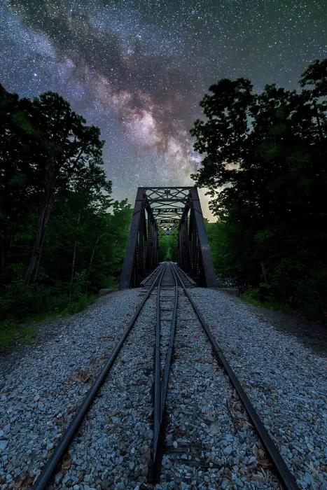 Framed Print : Milky Way over railroad bridge on Sawyer River, White Mountain National Forest, Hart's Location, New Hampshire, USA Framed Print : Milky Way over railroad bridge on Sawyer River, White Mountain National Forest, Hart's Location, New Hampshire, USA