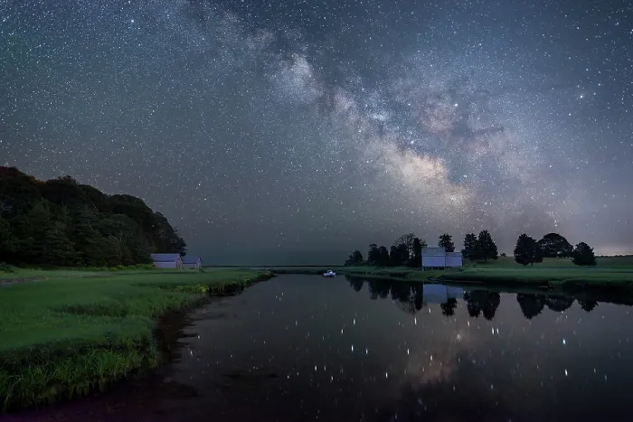 Framed Print : Milky Way over Salt Pond on Cape Cod, Eastham, Massachusetts, USA