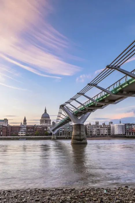 Framed Print : Millennium Bridge and St. Pauls Cathedral at sunset, City of London, London, UK Framed Print : Millennium Bridge and St. Pauls Cathedral at sunset, City of London, London, UK