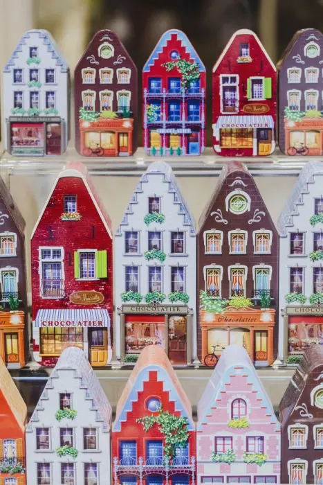 Framed Print : Miniature of the typical colored belgian houses in a shop in Bruges, Belgium Framed Print : Miniature of the typical colored belgian houses in a shop in Bruges, Belgium