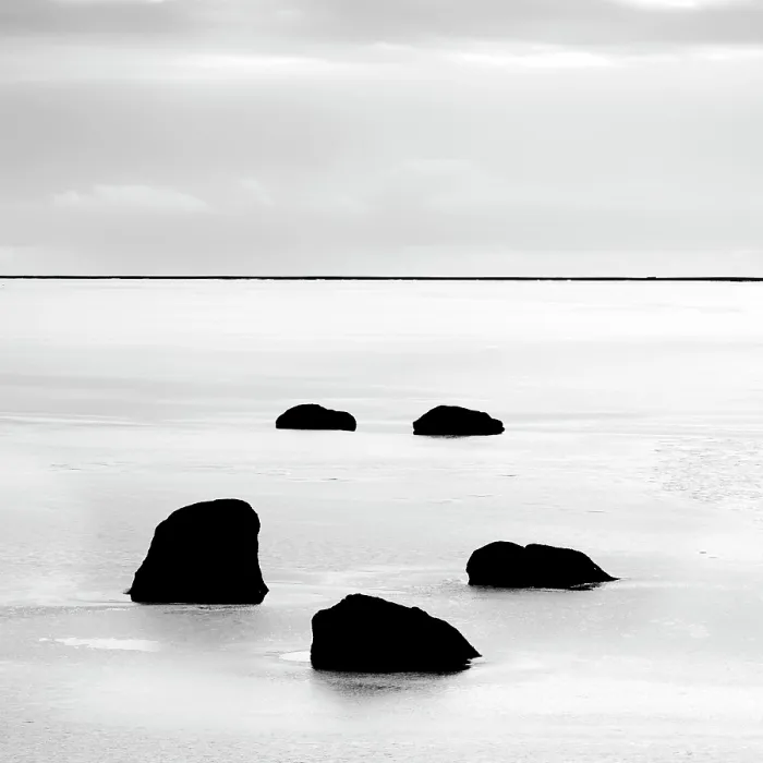 Framed Print : Minimalist image of 5 rocks in a frozen lagoon in winter, near Vik y Myrdal, South Iceland Framed Print : Minimalist image of 5 rocks in a frozen lagoon in winter, near Vik y Myrdal, South Iceland