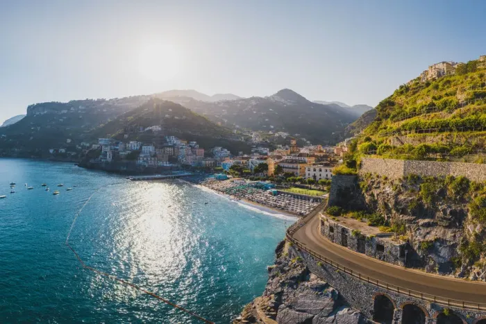 Framed Print : Minori and coastal road, Amalfi Coast, Gulf of Salerno, Salerno province, Campania, Italy Framed Print : Minori and coastal road, Amalfi Coast, Gulf of Salerno, Salerno province, Campania, Italy