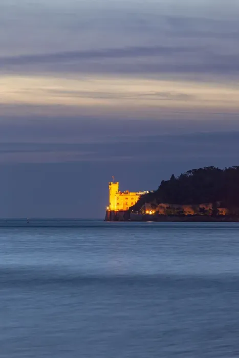 Framed Print : Miramare Castle in the evening from Porticciolo del Cedas, Trieste, Friuli-Venezia Giulia Framed Print : Miramare Castle in the evening from Porticciolo del Cedas, Trieste, Friuli-Venezia Giulia