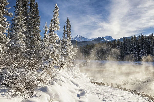 Mist over Bow River in Winter, Banff National Park, Alberta, Canada