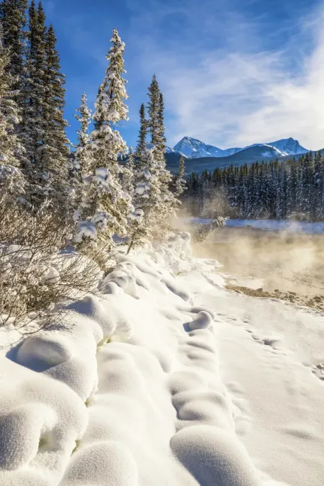 Framed Print : Mist over Bow River in Winter, Banff National Park, Alberta, Canada Framed Print : Mist over Bow River in Winter, Banff National Park, Alberta, Canada