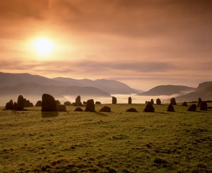 Framed Print : Mist behind Castlerigg Stone Circle, Lake District National Park, Cumbria, England