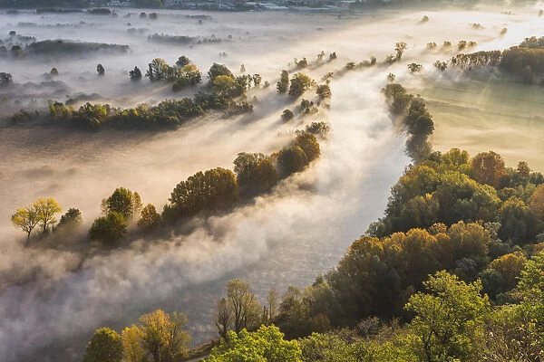 The mists of Adda river, Airuno, Adda Nord park, Lecco province, Brianza, Lombardy, Italy
