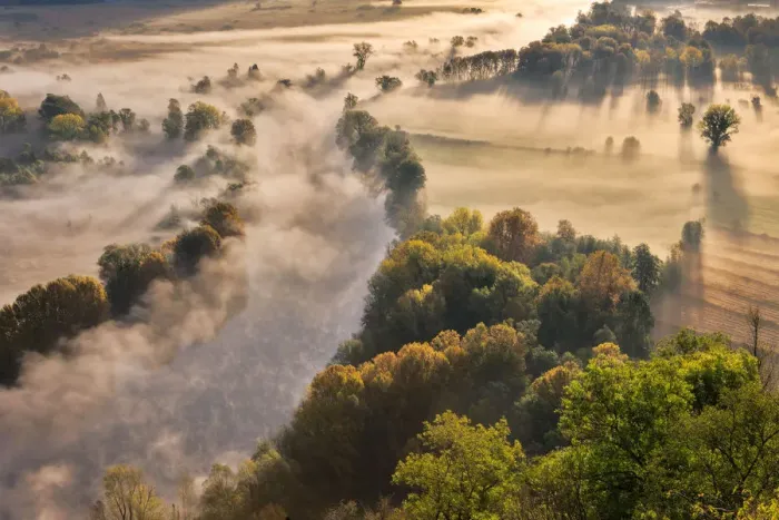 Framed Print : The mists of Adda river, Airuno, Adda Nord park, Lecco province, Brianza, Lombardy