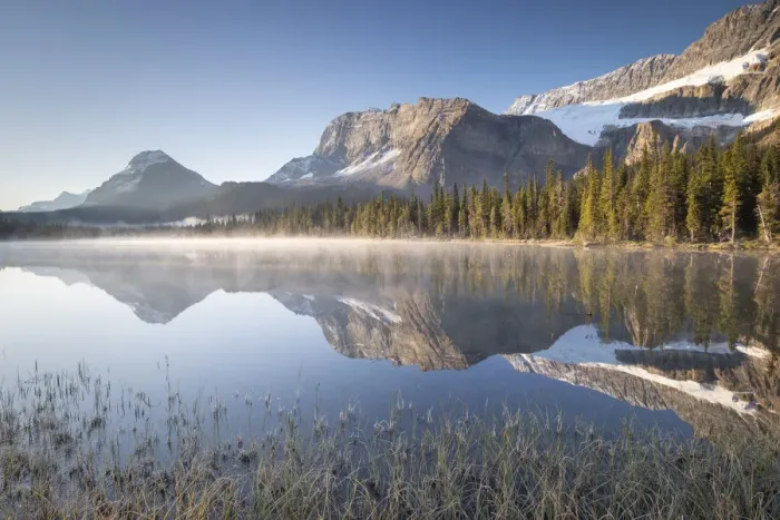 Framed Print : Misty morning at Bow Lake in the Canadian Rockies, Alberta, Canada Framed Print : Misty morning at Bow Lake in the Canadian Rockies, Alberta, Canada