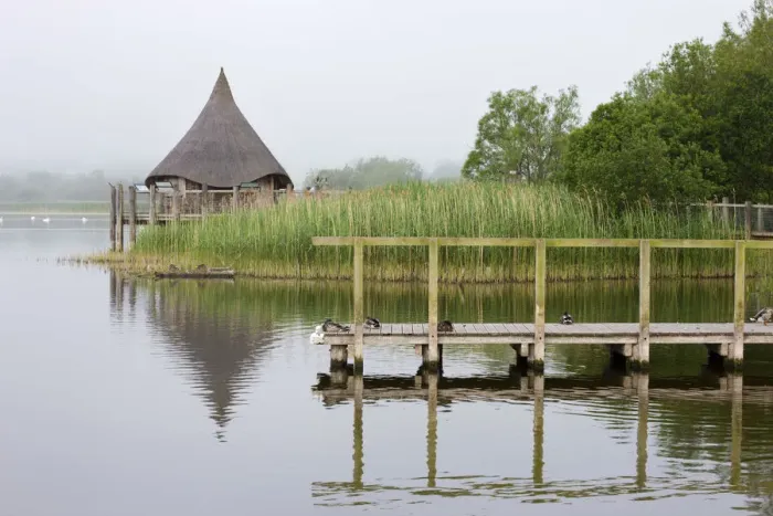 Framed Print : Misty morning beside the jetty and thatched hut on Llangorse Lake, Brecon Beacons Framed Print : Misty morning beside the jetty and thatched hut on Llangorse Lake, Brecon Beacons