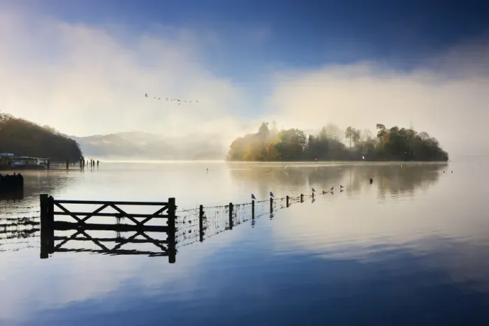 Framed Print : Misty morning on the shores of Derwent Water, Lake District National Park, Cumbria Framed Print : Misty morning on the shores of Derwent Water, Lake District National Park, Cumbria
