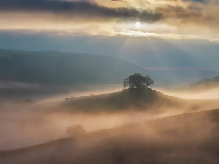 Framed Print : Misty sunrise over Hartland Hill Rocks in Dartmoor National Park, Devon, England. Winter (January) 2025 Framed Print : Misty sunrise over Hartland Hill Rocks in Dartmoor National Park, Devon, England. Winter (January) 2025
