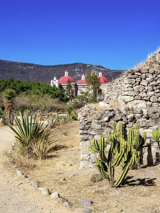 Framed Print : Mitla Archaeological Site and San Pablo Church in the background, San Pablo Villa de Mitla, Oaxaca State, Mexico Framed Print : Mitla Archaeological Site and San Pablo Church in the background, San Pablo Villa de Mitla, Oaxaca State, Mexico
