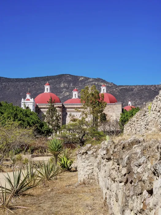 Framed Print : Mitla Archaeological Site and San Pablo Church in the background, San Pablo Villa de Mitla, Oaxaca State, Mexico Framed Print : Mitla Archaeological Site and San Pablo Church in the background, San Pablo Villa de Mitla, Oaxaca State, Mexico