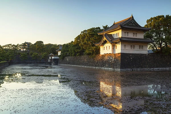 Moat of Imperial Palace at sunset, Tokyo, Japan