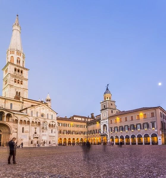 Modena, Emilia Romagna, Italy. Piazza Grande and Duomo Cathedral at sunset