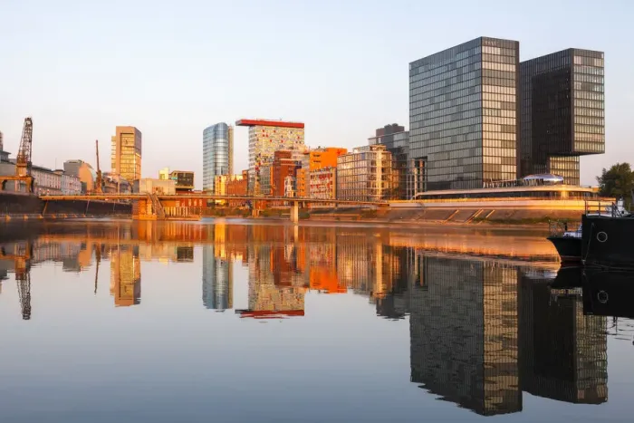 Framed Print : Modern Architecture at the Media Harbour at sunrise, Dusseldorf, North Rhine Westphalia Framed Print : Modern Architecture at the Media Harbour at sunrise, Dusseldorf, North Rhine Westphalia