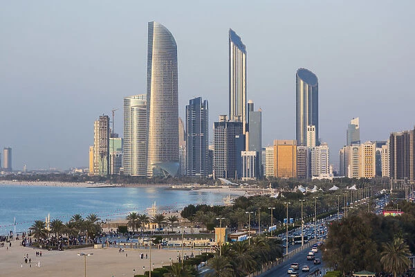 Modern city skyline, Abu Dhabi, United Arab Emirates, UAE