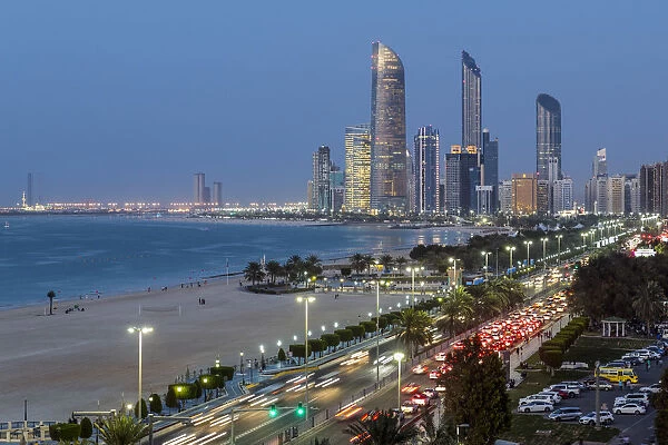 Modern city skyline, Abu Dhabi, United Arab Emirates, UAE
