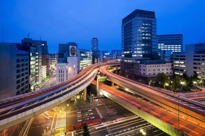 Framed Print : Modern office buildings and intersection in Ginza, Tokyo, Japan