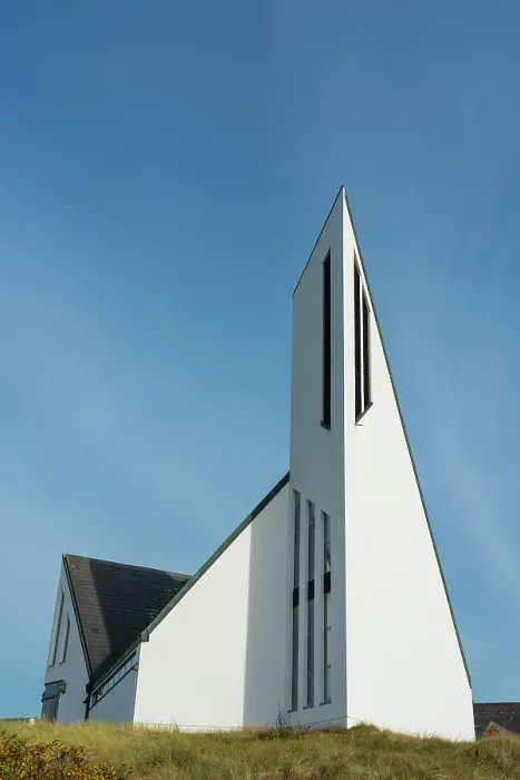 Framed Print : Modern St. Thomas Church against sky on sunny day, Hornum, Sylt, Nordfriesland, Schleswig-Holstein, Germany Framed Print : Modern St. Thomas Church against sky on sunny day, Hornum, Sylt, Nordfriesland, Schleswig-Holstein, Germany