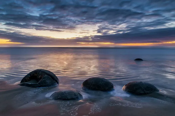 Framed Print : Moeraki Boulders at Sunrise, Hampden, South Island, New Zealand Framed Print : Moeraki Boulders at Sunrise, Hampden, South Island, New Zealand