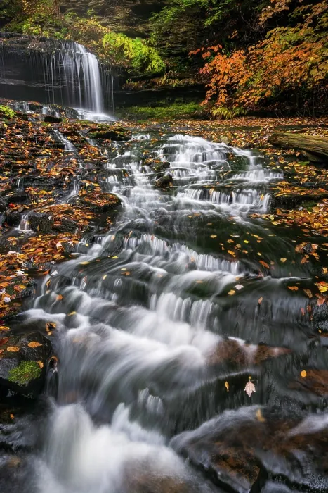 Framed Print : Mohawk Falls in Autumn, Ricketts Glen State Park, Benton, Pennsylvania, USA Framed Print : Mohawk Falls in Autumn, Ricketts Glen State Park, Benton, Pennsylvania, USA
