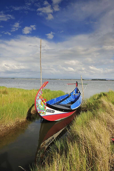 Moliceiro, a traditional boat in the Aveiro river. Portugal