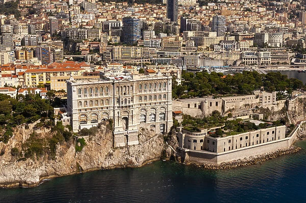 Monaco Oceanographic Museum and Montecarlo, View from Helicopter, Cote d Azur