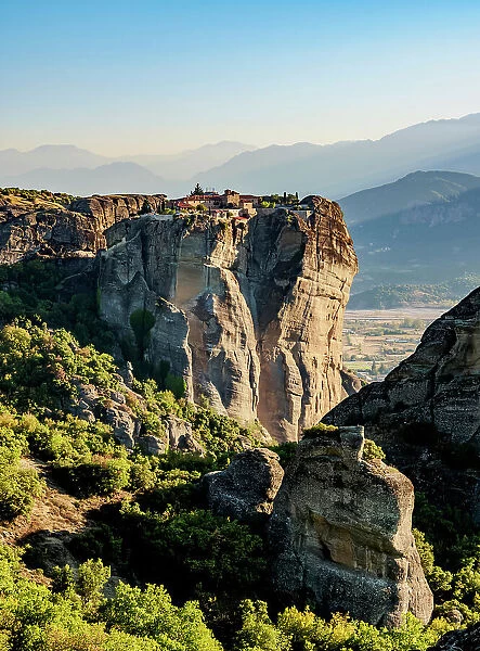 Monastery of the Holy Trinity at sunset, Meteora, Thessaly, Greece