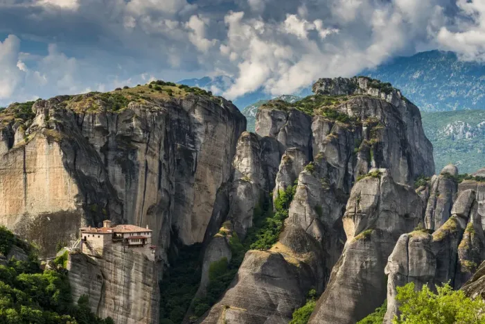 Framed Print : Monastery of Moni Agias Varvaras Roussanou with spectacular massive rocky pinnacles Framed Print : Monastery of Moni Agias Varvaras Roussanou with spectacular massive rocky pinnacles