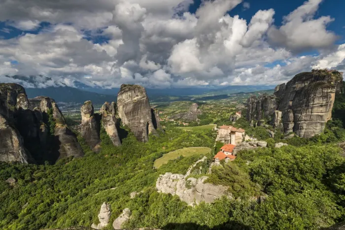 Framed Print : Monastery of Moni Agias Varvaras Roussanou with the spectacular massive rocky pinnacles Framed Print : Monastery of Moni Agias Varvaras Roussanou with the spectacular massive rocky pinnacles