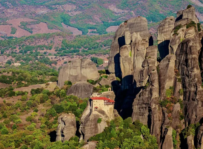 Framed Print : Monastery of Saint Nicholas Anapafsas, elevated view, Meteora, Thessaly, Greece Framed Print : Monastery of Saint Nicholas Anapafsas, elevated view, Meteora, Thessaly, Greece