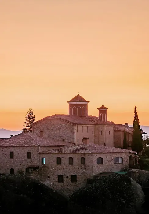 Framed Print : Monastery of Saint Stephen at dawn, Meteora, Thessaly, Greece Framed Print : Monastery of Saint Stephen at dawn, Meteora, Thessaly, Greece