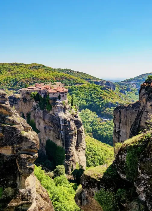Framed Print : Monastery of Varlaam, elevated view, Meteora, Thessaly, Greece Framed Print : Monastery of Varlaam, elevated view, Meteora, Thessaly, Greece
