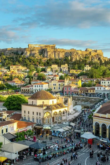 Framed Print : Monastiraki Square with the Acroplois and Parthenon behind, Athens, Greece Framed Print : Monastiraki Square with the Acroplois and Parthenon behind, Athens, Greece