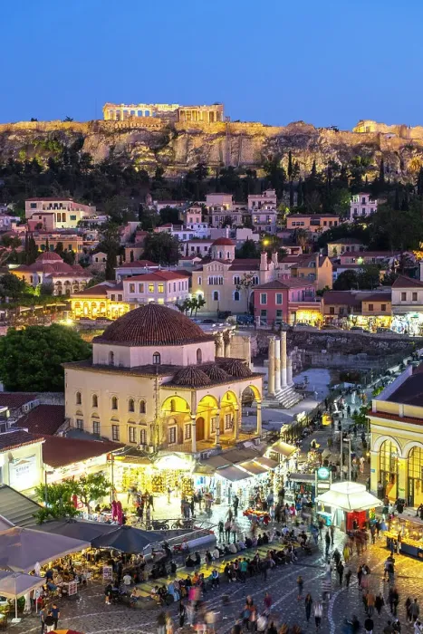 Framed Print : Monastiraki Square with the Acroplois and Parthenon behind, Athens, Greece