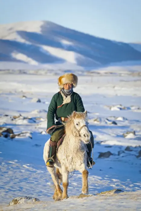 Framed Print : Mongolia, Ovorkhangai, Orkkhon Valley. A man approaches on horseback at sunrise Framed Print : Mongolia, Ovorkhangai, Orkkhon Valley. A man approaches on horseback at sunrise
