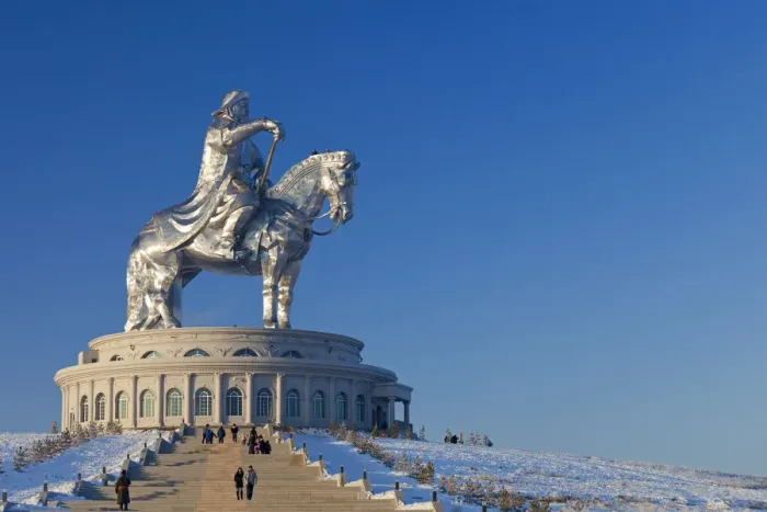 Framed Print : Mongolia, Tov Province, Tsonjin Boldog. A 40m tall statue of Genghis Khan on horseback Framed Print : Mongolia, Tov Province, Tsonjin Boldog. A 40m tall statue of Genghis Khan on horseback