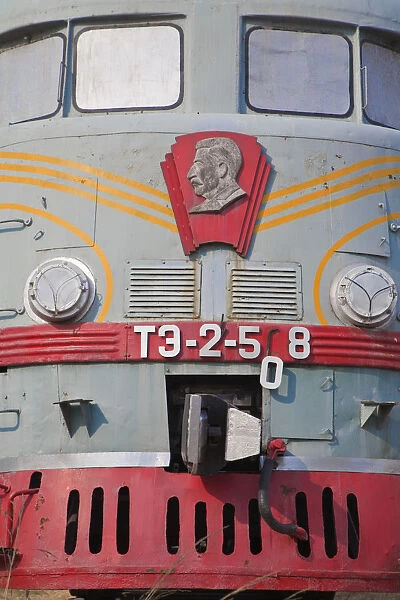 Mongolia, Ulaanbaatar, Old Locomotives outside Ulaanbaatar railway station