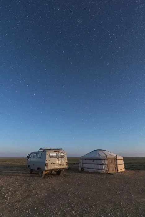 Framed Print : Mongolian traditional ger and soviet minivan under a starry sky. Ulziit, Middle Gobi province Framed Print : Mongolian traditional ger and soviet minivan under a starry sky. Ulziit, Middle Gobi province