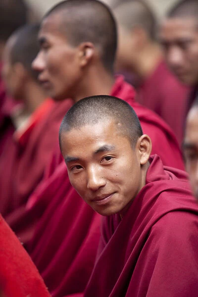 Monks debating at the Sangha of the Kharchu Monastery in Chamkar Bhutan