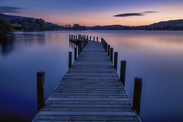 Monks Head Jetty at Sunset, Lake District National Park, Cumbria, England