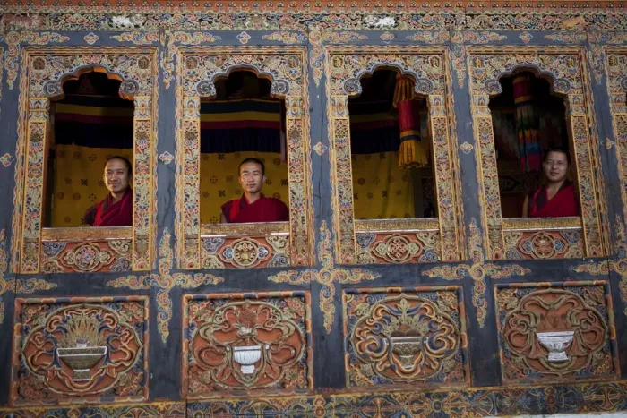 Framed Print : Monks at the Tango monastery near Thimpu Bhutan Framed Print : Monks at the Tango monastery near Thimpu Bhutan
