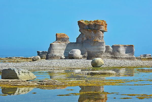 Monolith on Ile Quarry in Gulf of St. Lawrence. Mingan Archipelago National Park Reserve, Quebec, Canada