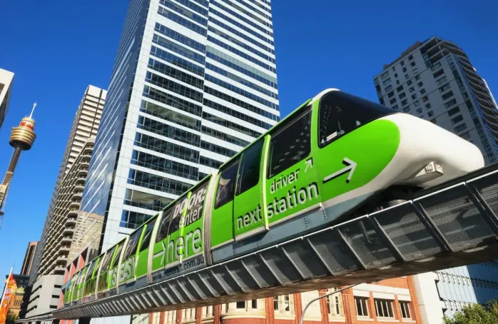 Framed Print : Monorail through city, Sydney, New South Wales, Australia Framed Print : Monorail through city, Sydney, New South Wales, Australia
