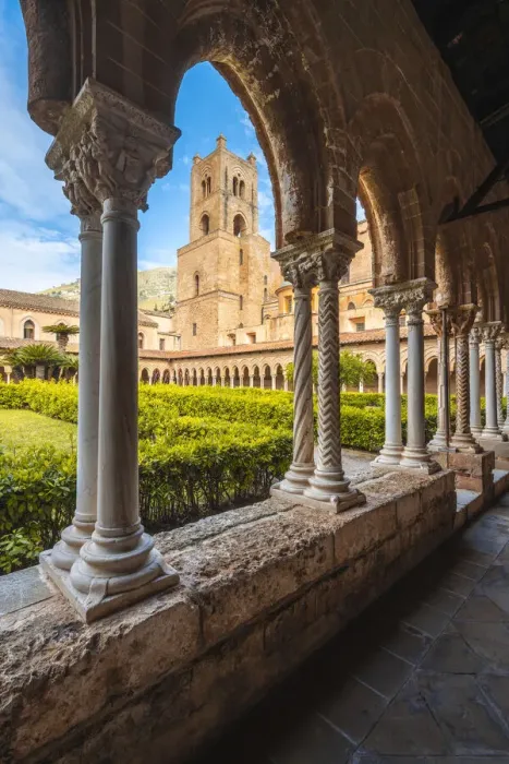 Framed Print : Monreale Cathedral, Monreale, Palermo, Sicily, Italy. The cloister of the Benedictine Framed Print : Monreale Cathedral, Monreale, Palermo, Sicily, Italy. The cloister of the Benedictine