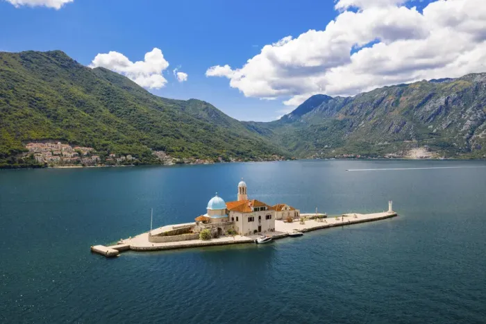 Framed Print : Montenegro, Kotor region, Bay of Kotor, Perast; Island of Our Lady of the Rock of Mercy